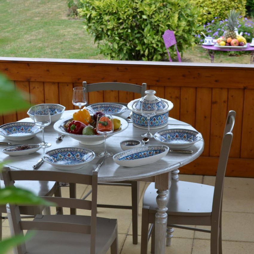 Plat octogonal Bakir turquoise - L 16 cm