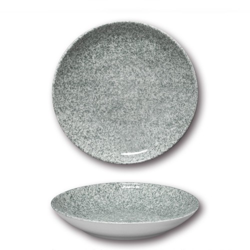 Lot de 6 assiettes à couscous porcelaine - D 26 cm - Moucheté gris