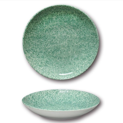 Lot de 6 assiettes à couscous porcelaine - D 26 cm - Moucheté Vert